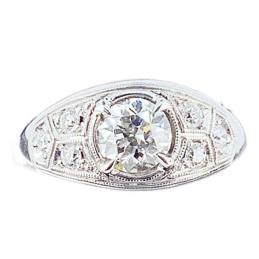 Diamond Ring Set w 0.81 Carat Stone Mounted in Platinum