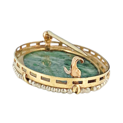 Jade & Pearl Pin Set in 14Kt. c.1940