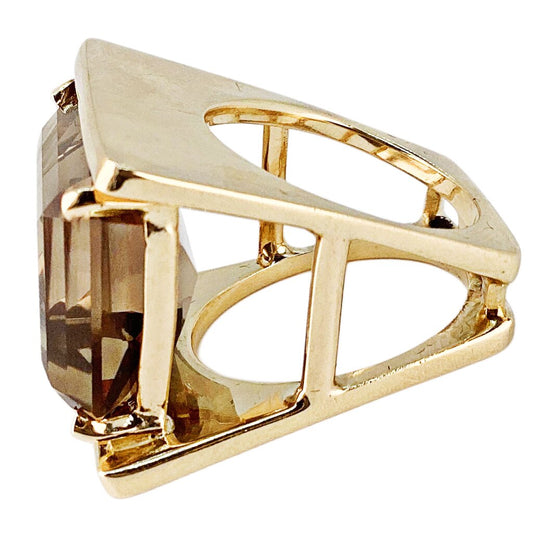 Smoky Quartz Ring Mounted in 14Kt