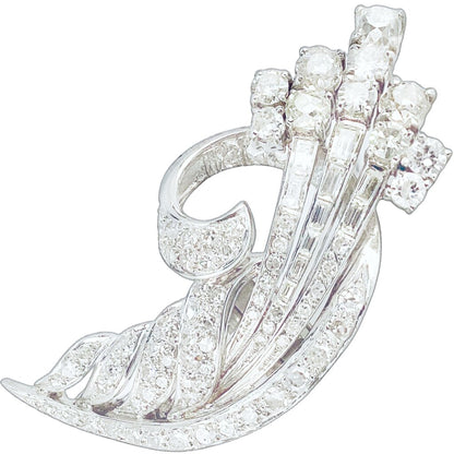 Diamond & Platinum Brooch c. 1940s, Culet Cut