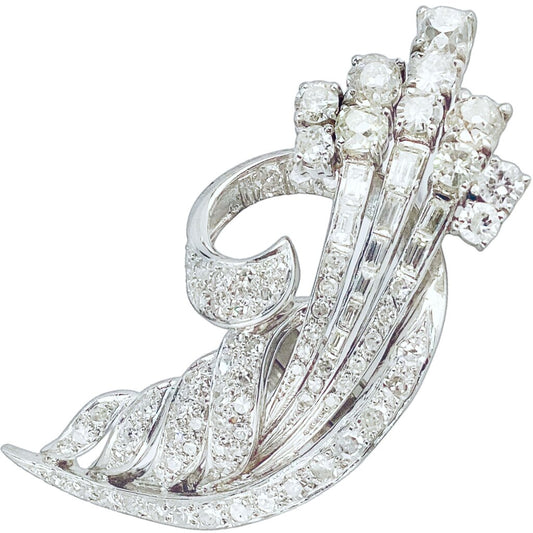 Diamond & Platinum Brooch c. 1940s, Culet Cut
