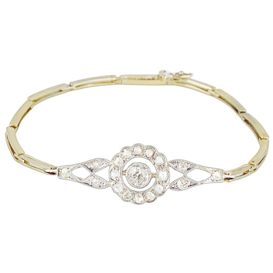 Diamond Bracelet Mounted in 18Kt w Antique Culet Cut
