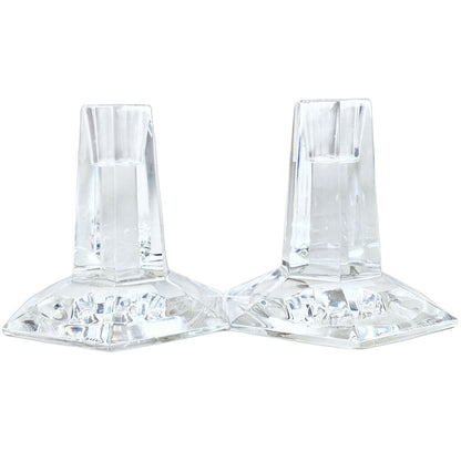 Pair of Tiffany Frank Lloyd Wright Crystal Candleholders
