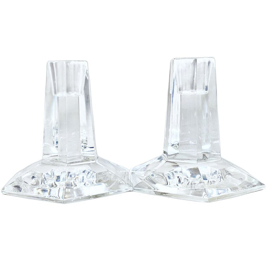 Pair of Tiffany Frank Lloyd Wright Crystal Candleholders