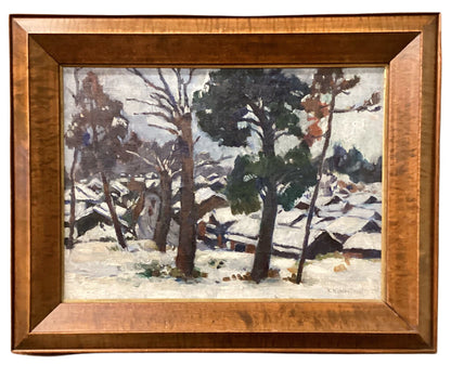 Kenkichi Kodera. Snowy Landscape. Oil On Canvas