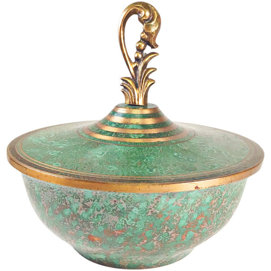 Carl Sorensen Bronze Verdigris Lidded Bowl
