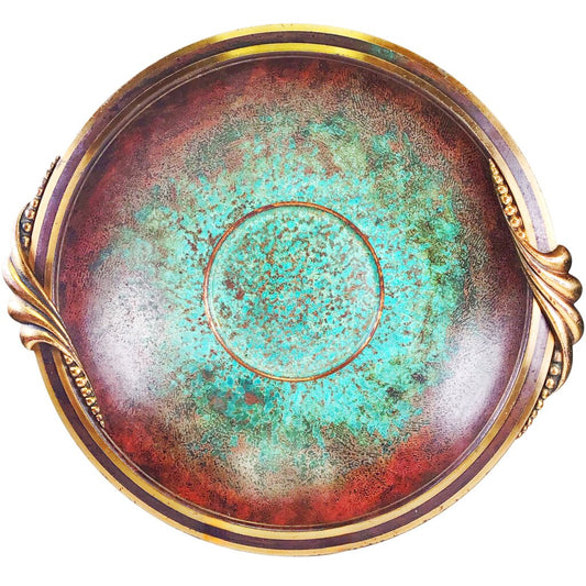 Carl Sorensen Bronze Verdigris Handled Fruit Bowl