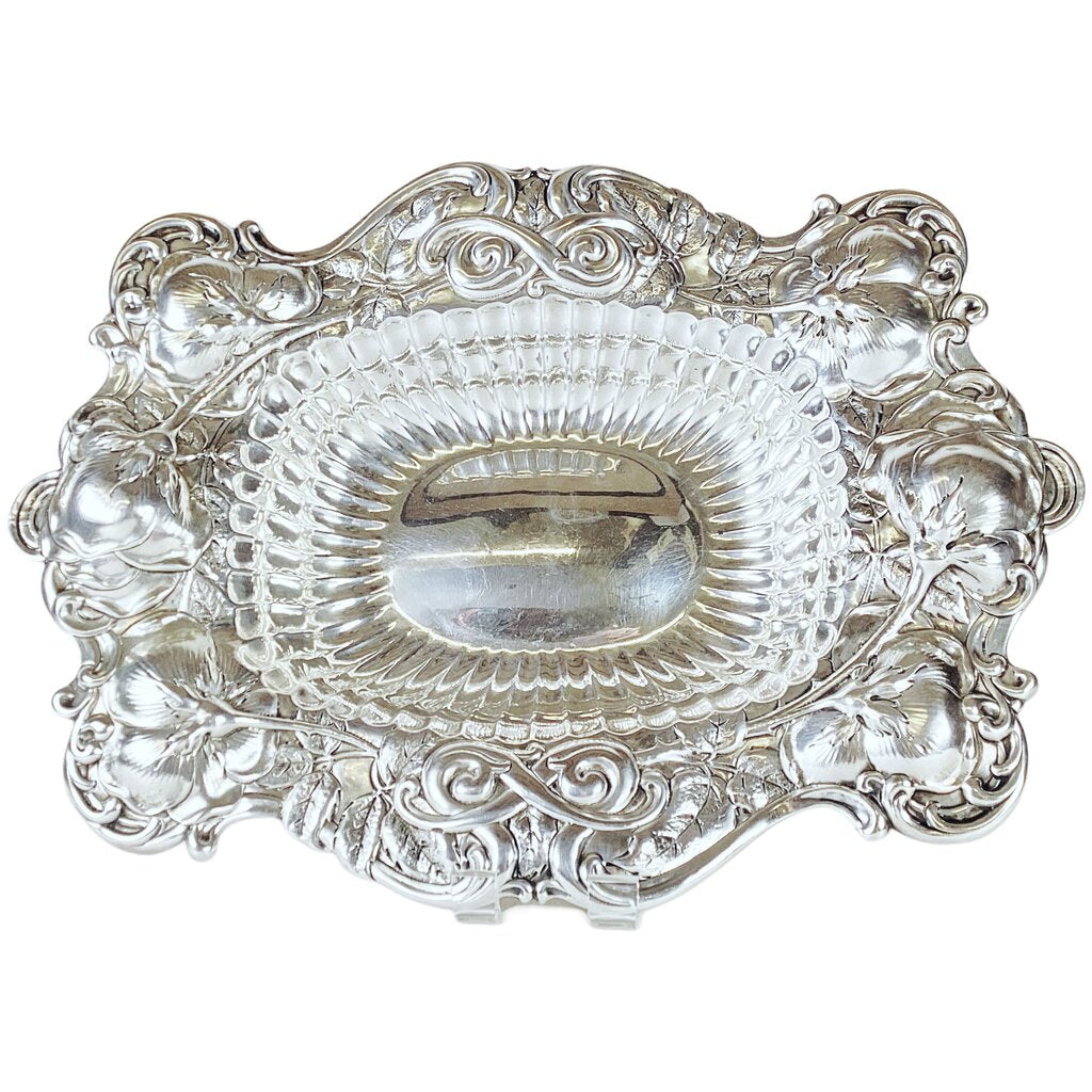 Sterling Tray w Pansies