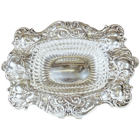 Sterling Tray w Pansies