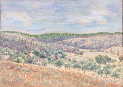 Spring Landscape. Early 20th Century American. Watercolor.