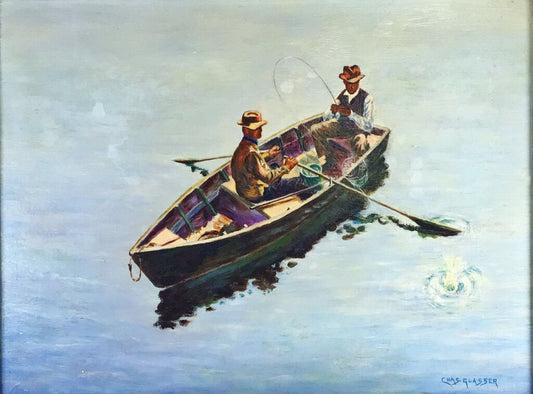 Charles Glasser. Two Fishermen. Oil on Board.