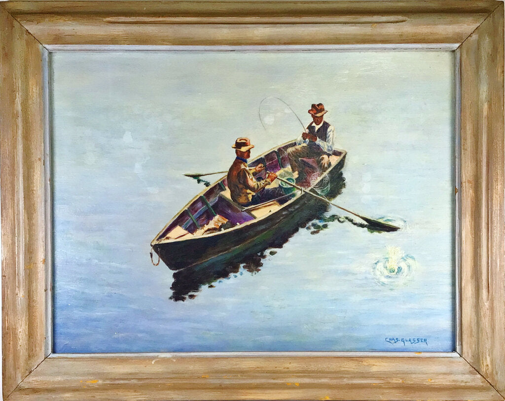 Charles Glasser. Two Fishermen. Oil on Board.