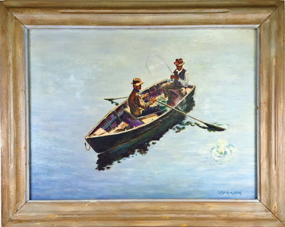 Charles Glasser. Two Fishermen. Oil on Board.