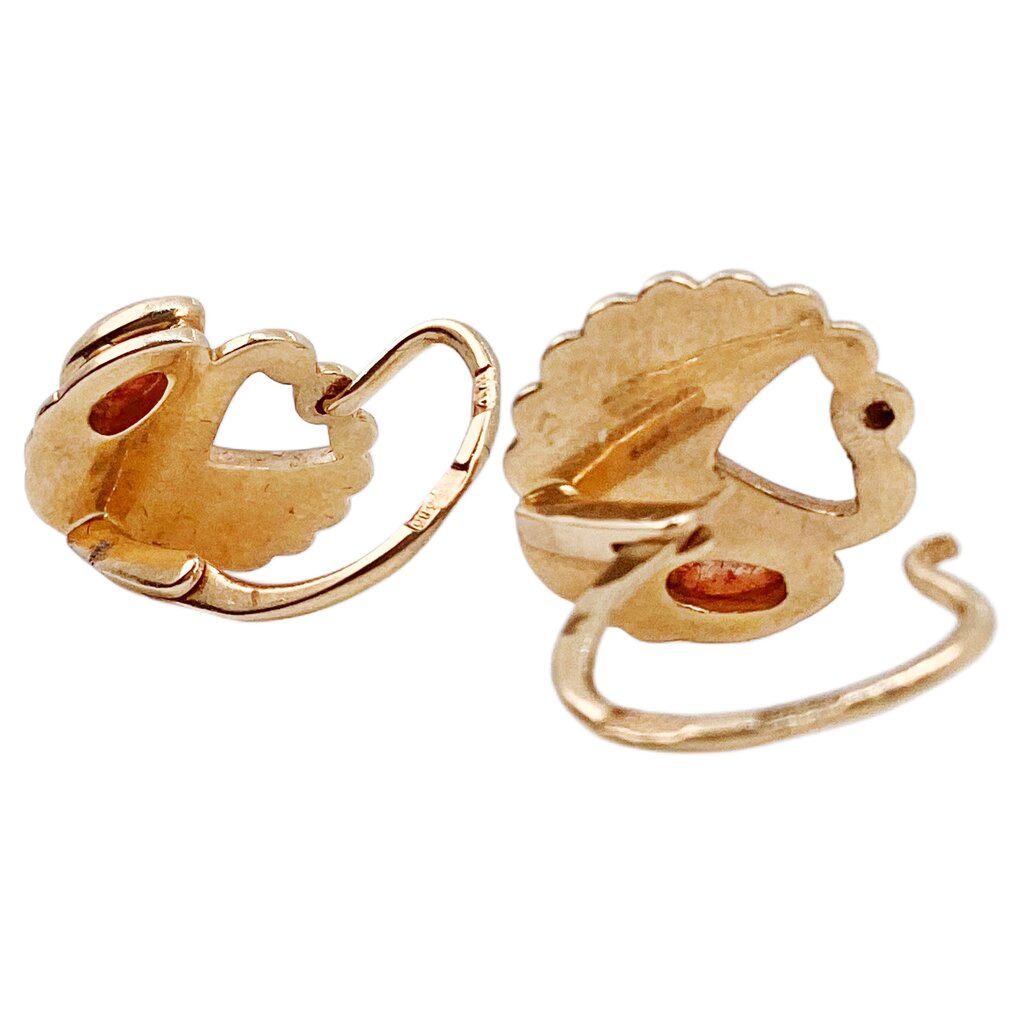 Vintage 14K Gold & Carnelian Earrings