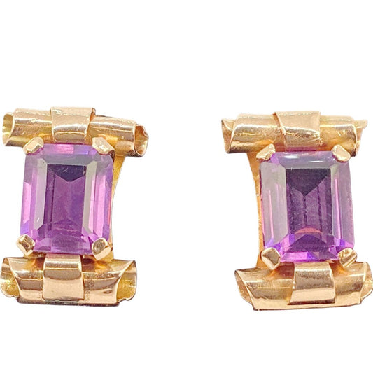 18Kt & Amethyst Deco Clip Earring