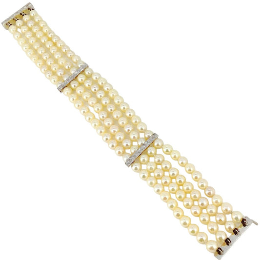 Platinum & 4 Strand Pearl Bracelet