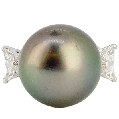 13 mm Tahitian Pearl & Diamond Ring Set in 14Kt Gold