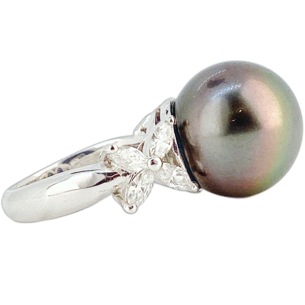 13 mm Tahitian Pearl & Diamond Ring Set in 14Kt Gold