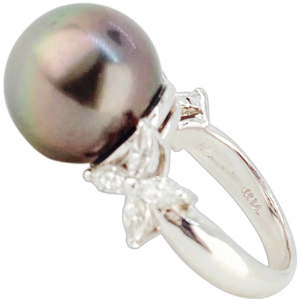 13 mm Tahitian Pearl & Diamond Ring Set in 14Kt Gold