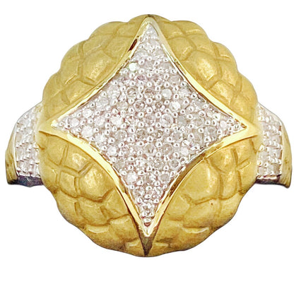 14Kt Gold & Diamond Brushed Dome Ring