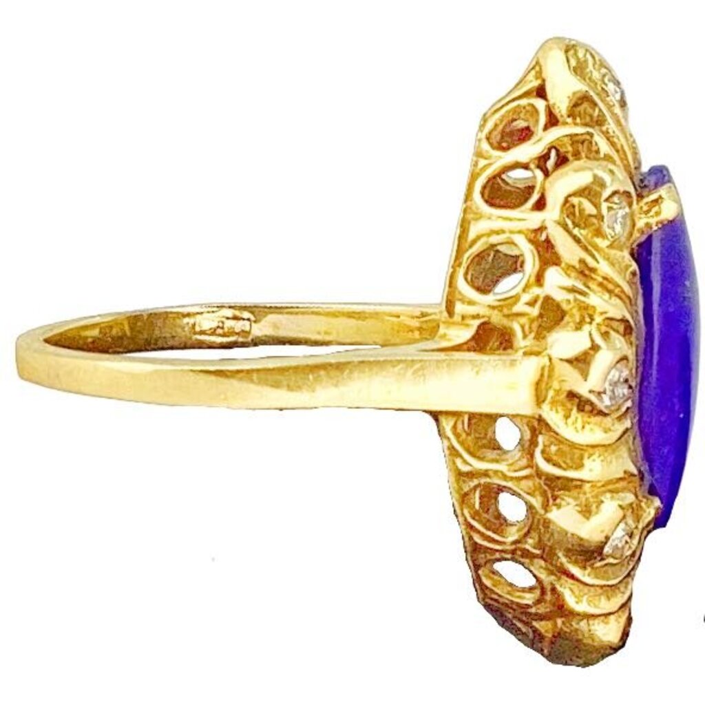 Lapis & Diamond Ring Set in 14Kt Gold