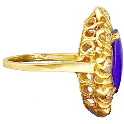Lapis & Diamond Ring Set in 14Kt Gold