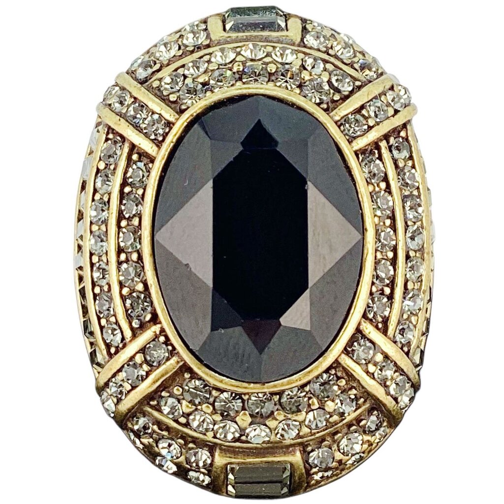 Vintage Heidi Daus Rhinestone Bronze Statement Ring