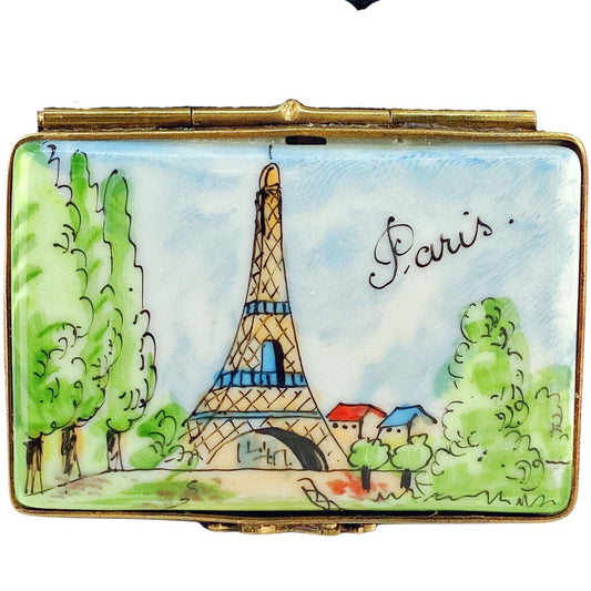Vintage Limoges Hand Painted "Paris Postcard" Trinket Box