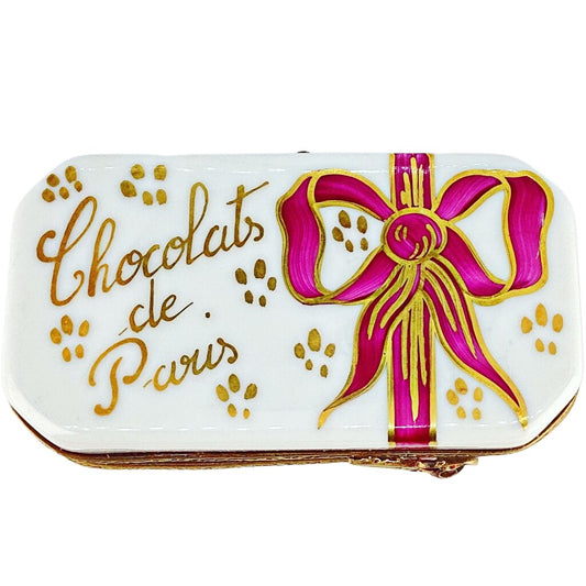 Vintage Limoges Hand Painted "Chocolats de Paris" Trinket Box