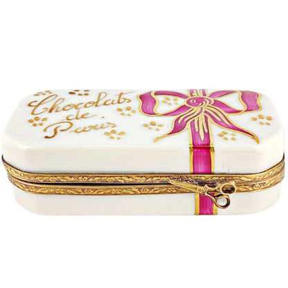 Vintage Limoges Hand Painted "Chocolats de Paris" Trinket Box