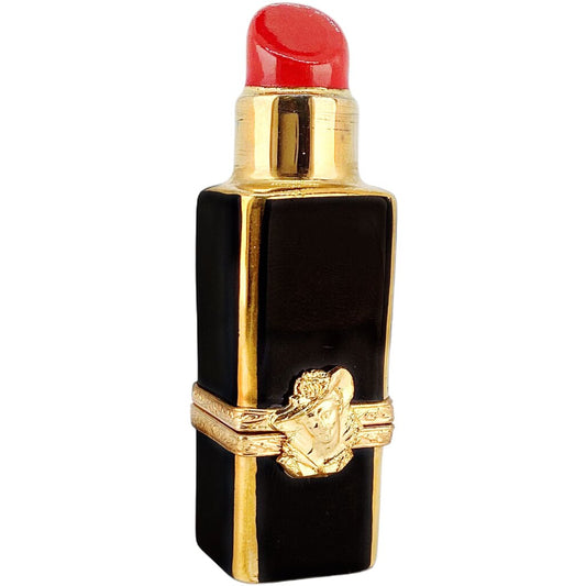 Vintage Hand Painted Limoges "Red Lipstick in Black Case" Trinket Box