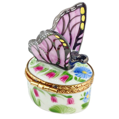 Vintage Hand Painted Limoges "Butterfly" Trinket Box