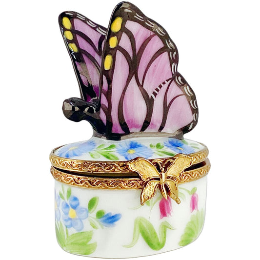Vintage Hand Painted Limoges "Butterfly" Trinket Box