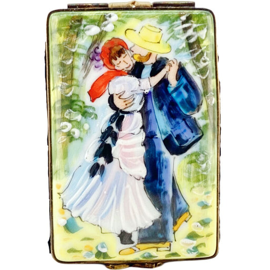 Vintage Hand Painted Limoges "Danse a la Campagne" Trinket Box