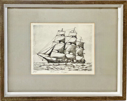 Don Swann. "Baltimore Clipper." Numbered & Signed Etching.