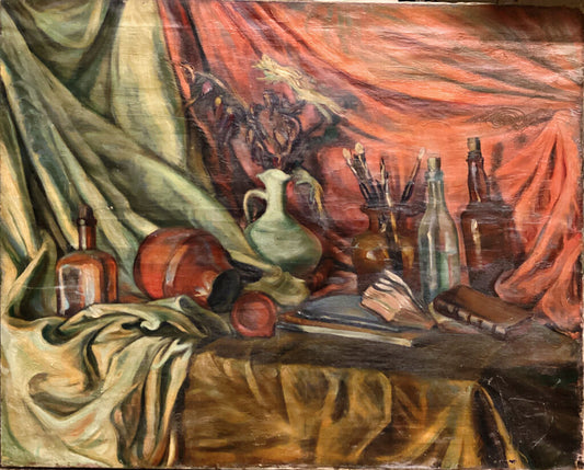 Still Life Of An Artists Perspective. Oil on Canvas. French. 1930s