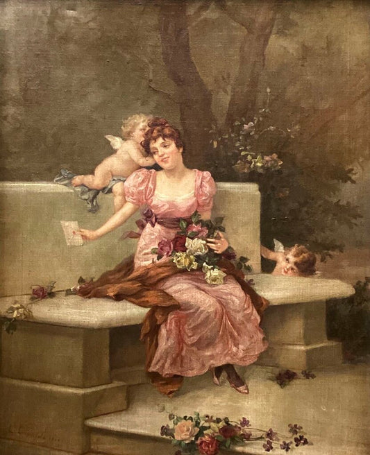 Ernest Capaldo. The Love Letter. Oil on Canvas. American Early 1900s