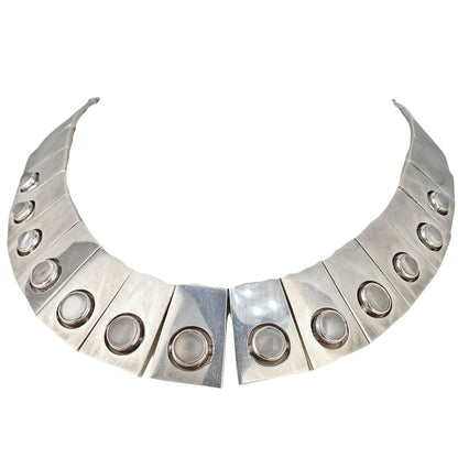 Antonio Pineda. Mid-Century Modernist Sterling & Moonstone Necklace