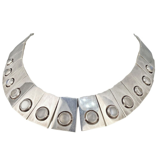 Antonio Pineda. Mid-Century Modernist Sterling & Moonstone Necklace
