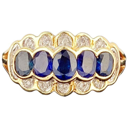 18Kt Gold Diamond & Sapphire Cluster Ring