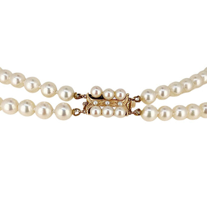 Two Strand Cultured Pearl Necklace w 14Kt Gold Clasp