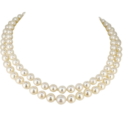 Two Strand Cultured Pearl Necklace w 14Kt Gold Clasp