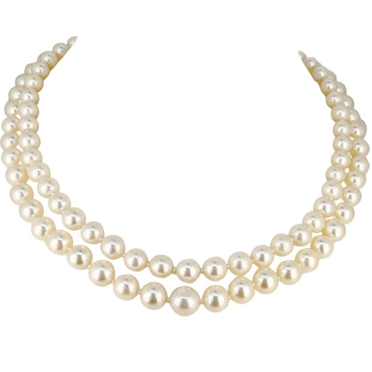 Two Strand Cultured Pearl Necklace w 14Kt Gold Clasp