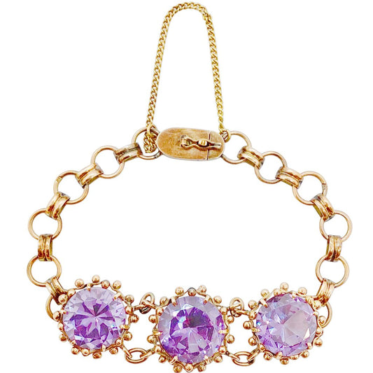 10Kt Gold Bracelet w Synthetic Alexandrite