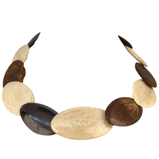 Vintage Cream & Brown Stone Necklace
