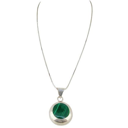 Sterling & Malachite Pendant Necklace
