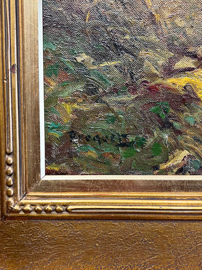 Esperance Broquet. Moonlit River Scene. Oil on Canvas.