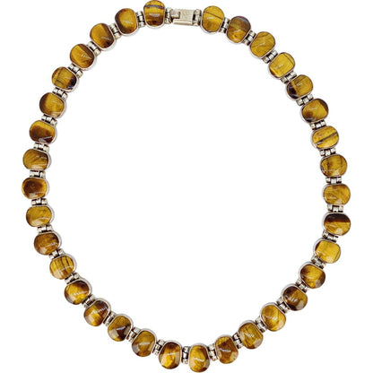 Vintage 1960s Sarah Covenrty Gold Tone Tiger Eye Necklace