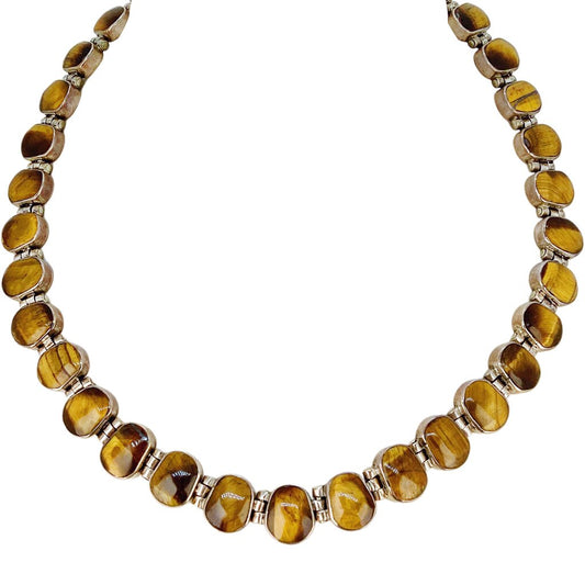 Vintage 1960s Sarah Covenrty Gold Tone Tiger Eye Necklace