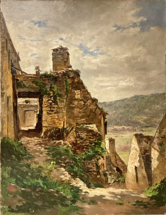 Gabriel Mathieu. Old French Village. Oil on Canvas.